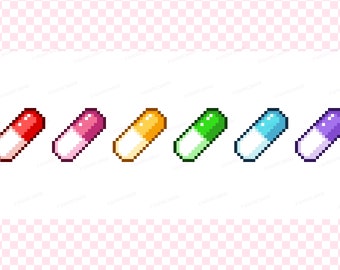 Cute Pill Capsule Badges | Pixel Art Styled | Twitch Sub / Loyalty / Bit / Cheer Badges