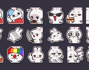 Premade White Bunny Rabbit Hare Emotes | Silly and Goofy | for Twitch or Discord