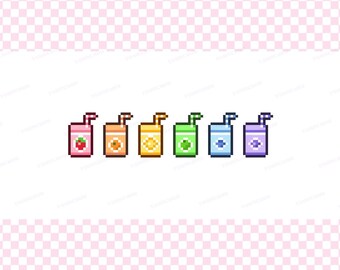 Cute Juice Box Badges | Pixel Art Styled | Twitch Sub / Loyalty / Bit / Cheer Badges