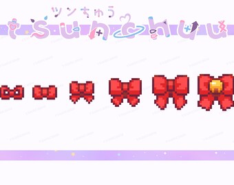 Premade Red Cute Bows | Pixel Art Styled | Twitch Sub / Loyalty / Bit / Cheer Badges