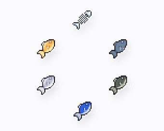 Premade Cute Fish Badges | Pixel Art Styled | Twitch Sub / Loyalty / Bit / Cheer Badges