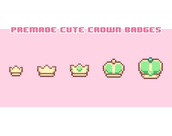 Premade Green Cute Crowns | Pixel Art Styled | Twitch Sub / Loyalty / Bit / Cheer Badges