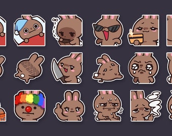 Premade Brown Bunny Rabbit Hare Emotes | Silly and Goofy | for Twitch or Discord