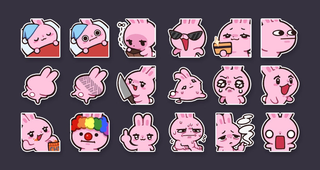 Wicked Rabbit Emotes Premade Pink Bunny Rabbit Hare Emotes | Silly and Goofy | for Twitch or ...