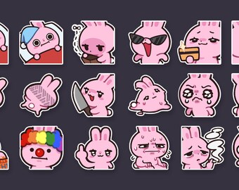 Premade Pink Bunny Rabbit Hare Emotes | Silly and Goofy | for Twitch or Discord