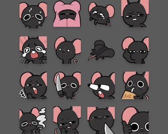 Emotes de roedores de rato preto pré-fabricados | Silly and Goofy | para Twitch ou Discord