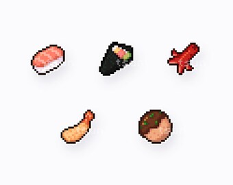 Premade Cute Seafood Badges | Pixel Art Styled | Twitch Sub / Loyalty / Bit / Cheer Badges