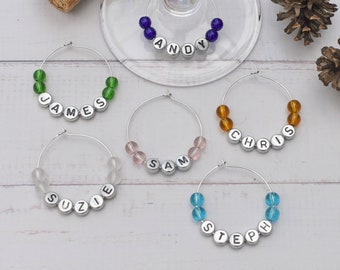 Personalized Name Wine Charms: Custom Beaded Drink Identifiers