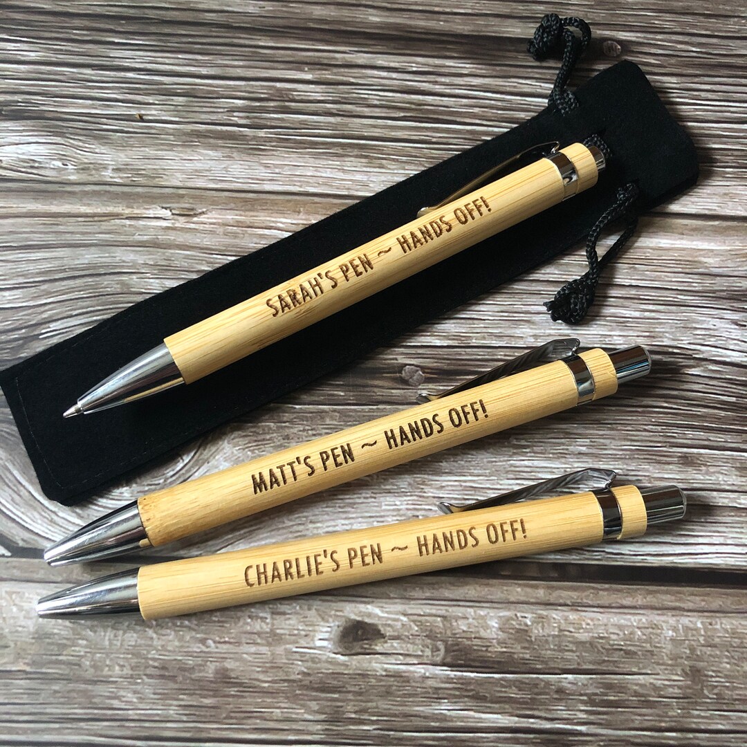 Personalised Bamboo Pen Custom Engraved Wooden Pen Hands off My Pen ...
