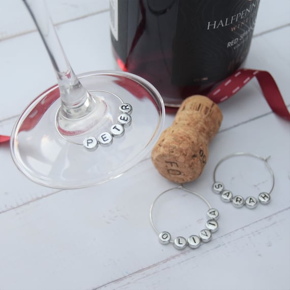 Holidays Wine Glass Charm Set, Personalized Wine Charms, Glass Markers,  Wine Tags 