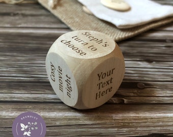 Custom 3cm decision dice | Personalised text | Takeaway, food, movie, date night activity selector | Fun gift for boyfriend partner husband