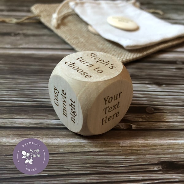 Custom 3cm decision dice | Personalised text | Takeaway, food, movie, date night activity selector | Fun gift for boyfriend partner husband