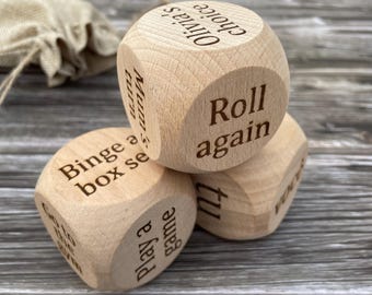 Custom text jumbo decision dice | Gift for couples, families, partner, boyfriend | Optional storage bag with personalised tag