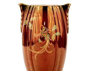 Crown Devon Fieldings Claret Coloured vase