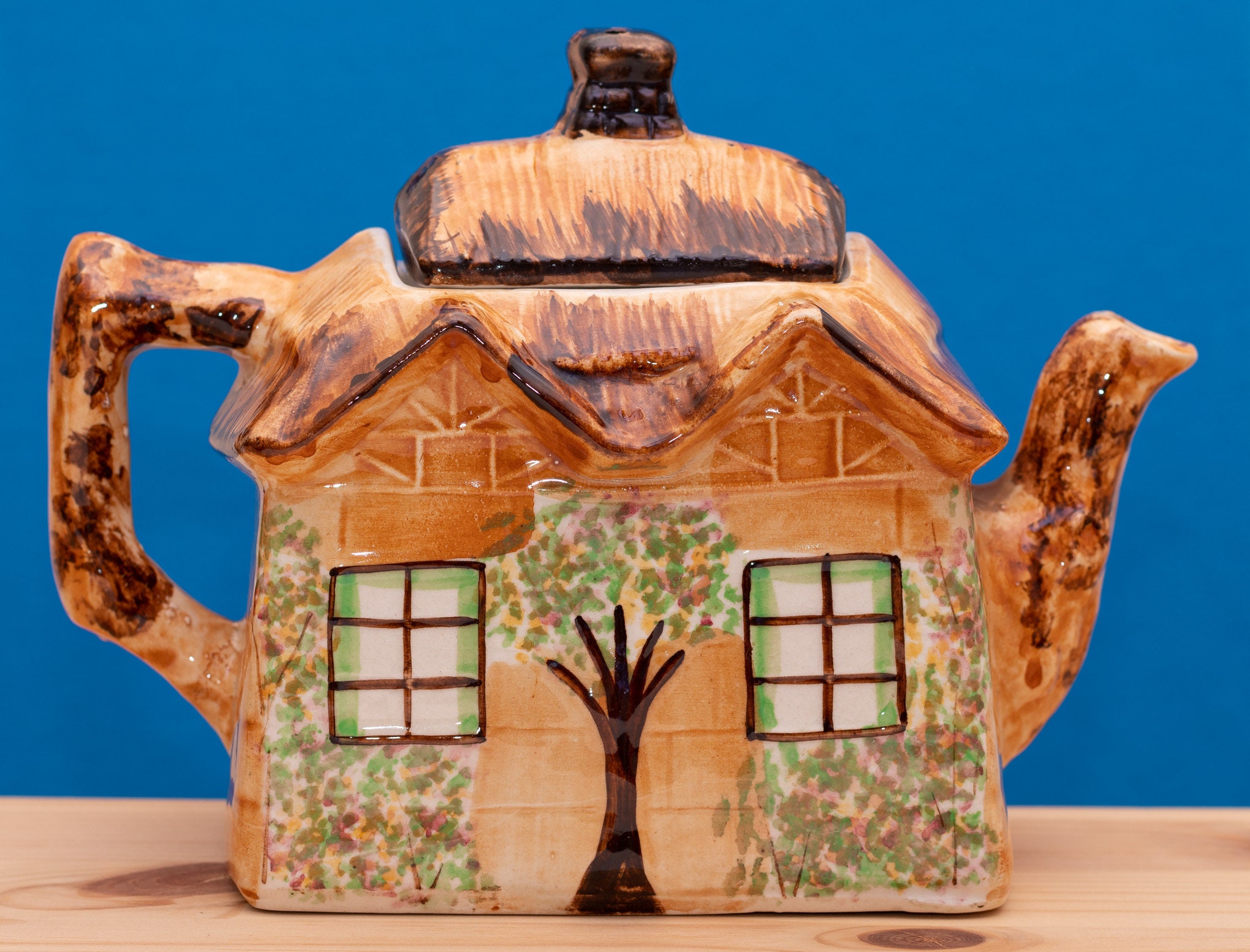 Vintage Thatched Cottage Teapot - Etsy