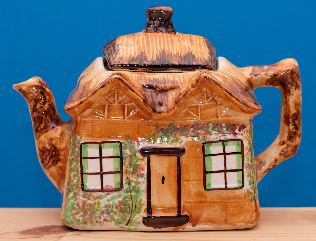 Vintage Thatched Cottage Teapot Etsy