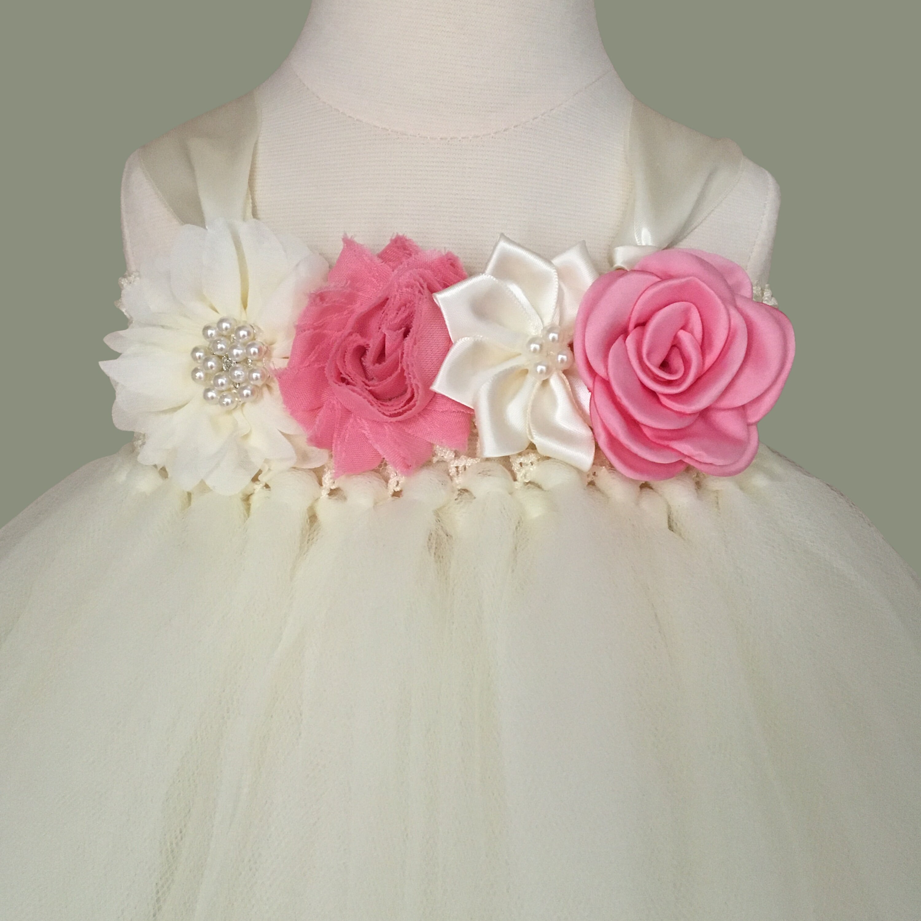 Ivory Flower Girl Dress Pink First Birthday Dress 1 Year Old Etsy