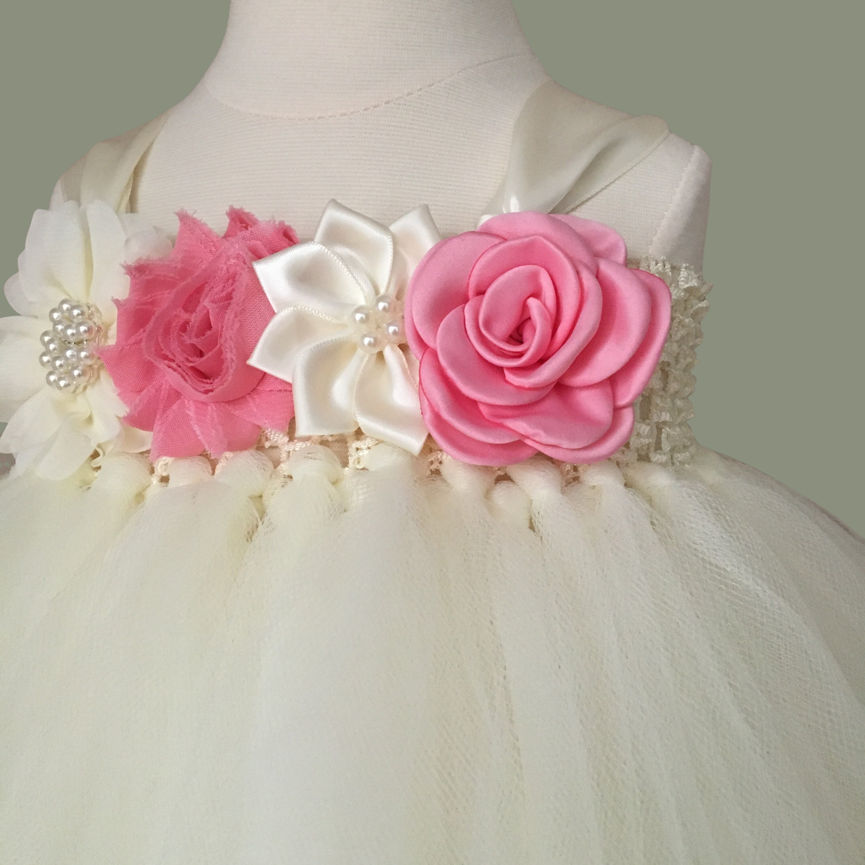 Ivory Flower Girl Dress Pink First Birthday Dress 1 Year Old Etsy