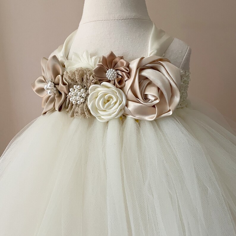 Champagne Flower Girl Dress Toddler Flower Girl Dress Tulle Etsy