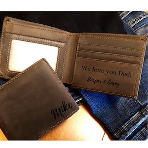 Cartera De Hombre, Cartera Personalizada De Cuero De Vaca De Grano Completo, Regalo Para Hombres, Cartera Grabada, Cartera Personalizada, Regalo Día del Padre, Regalo Papá