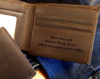 Personalized Full-Grain Leather Bifold Wallet, Engraved ID Wallet