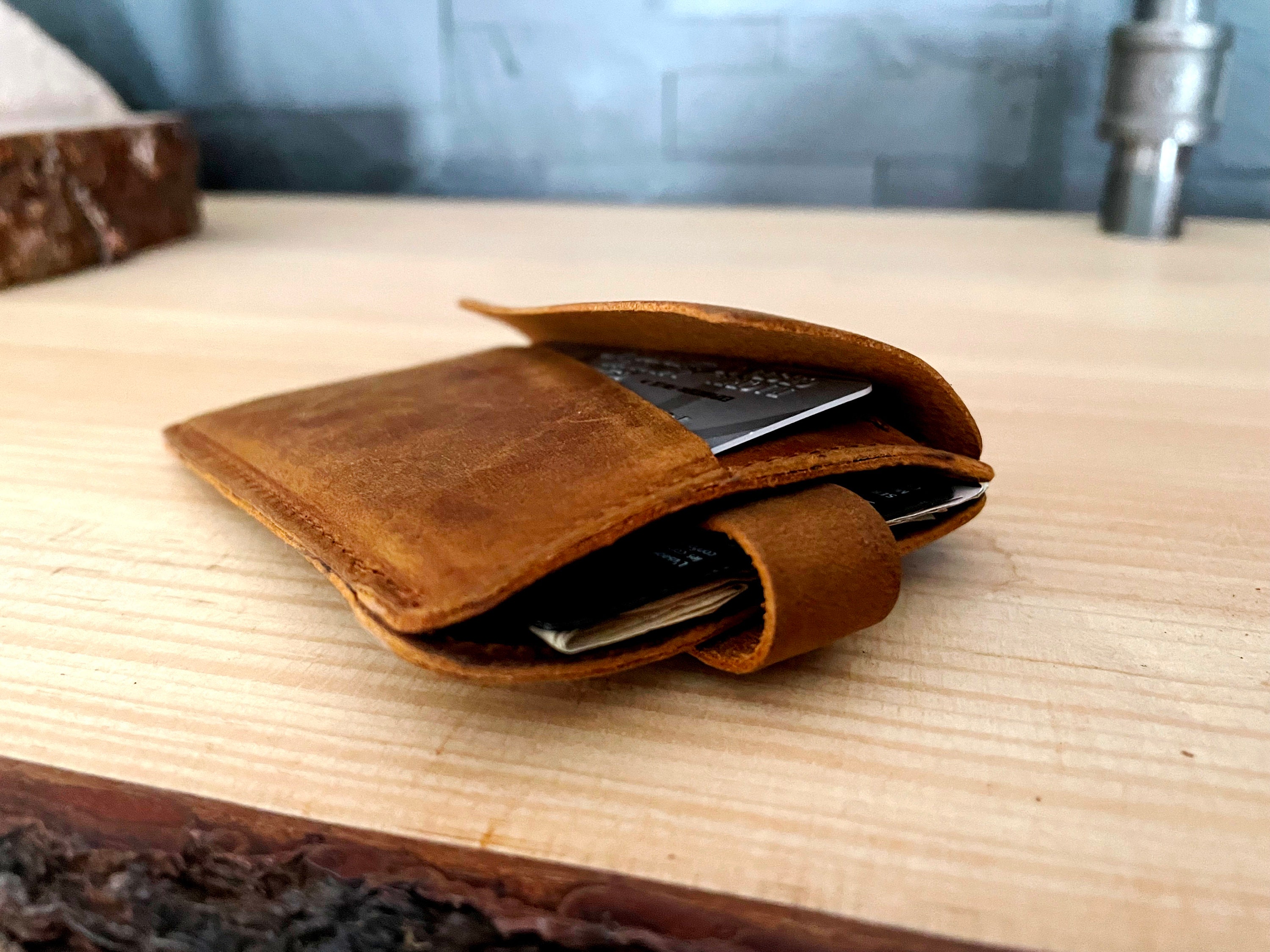 Slim Pull Out Card Holder, Personalized Full-Grain Card Holder, Gift for Men, Personalized Card holder, Fathers day gift, Gift for Dad