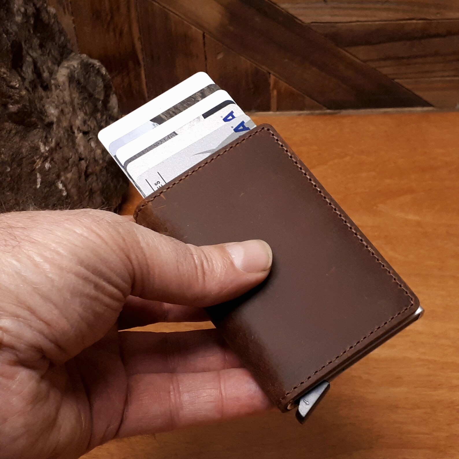 Leather Pop up Wallet Personalized Slim Wallet Slim Auto Etsy