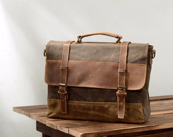 fait main Cuir Toile Vintage Bandoulière Messenger Sac Cadeau Hommes Femmes environ 38.10 cm 15 IN fait main Cuir Toile Vintage Bandoulière Messenger Sac Cadeau Hommes Femmes environ 38.10 cm 15 IN