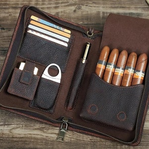 Étui à cigares de luxe de voyage portable, étui de voyage à cigares, étui à cigares et accessoires, cadeau de papa. cadeau pour lui, étui de voyage, organisateur de cigares