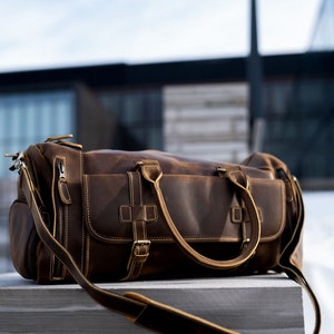 Leder Duffle Bag mit Schuhfach, personalisierte Herren Reisetasche, Vollrindleder Seesack, Weekender Reisetasche, Beste Männer Geschenk