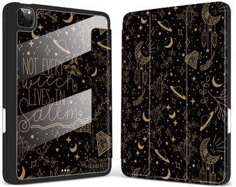 Witchy Doodles - Not Every Witch Lives In Salem iPad Case with Apple Pencil Holder