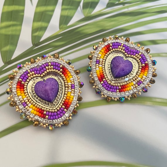 Beaded Heart Bling Earrings Beaded Heart Bling Earrings