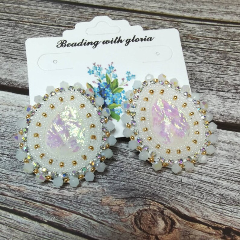 beaded wedding earrings image 1