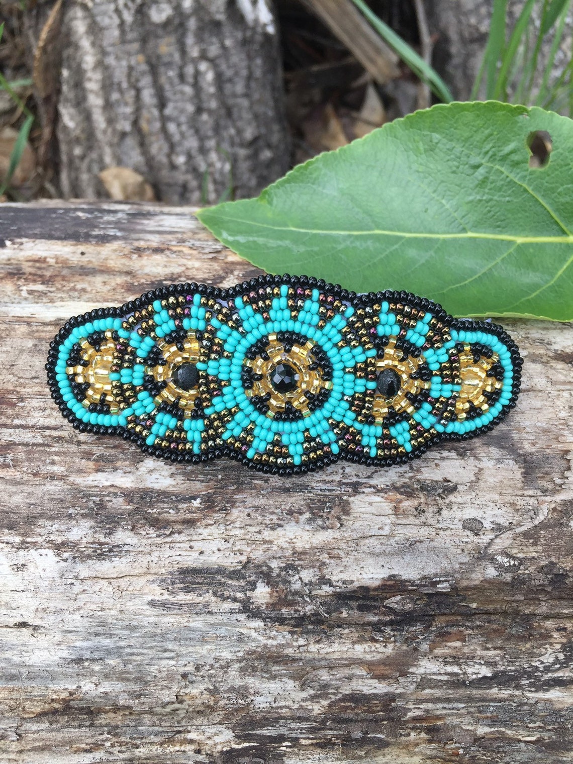 Beaded hair barrette Etsy