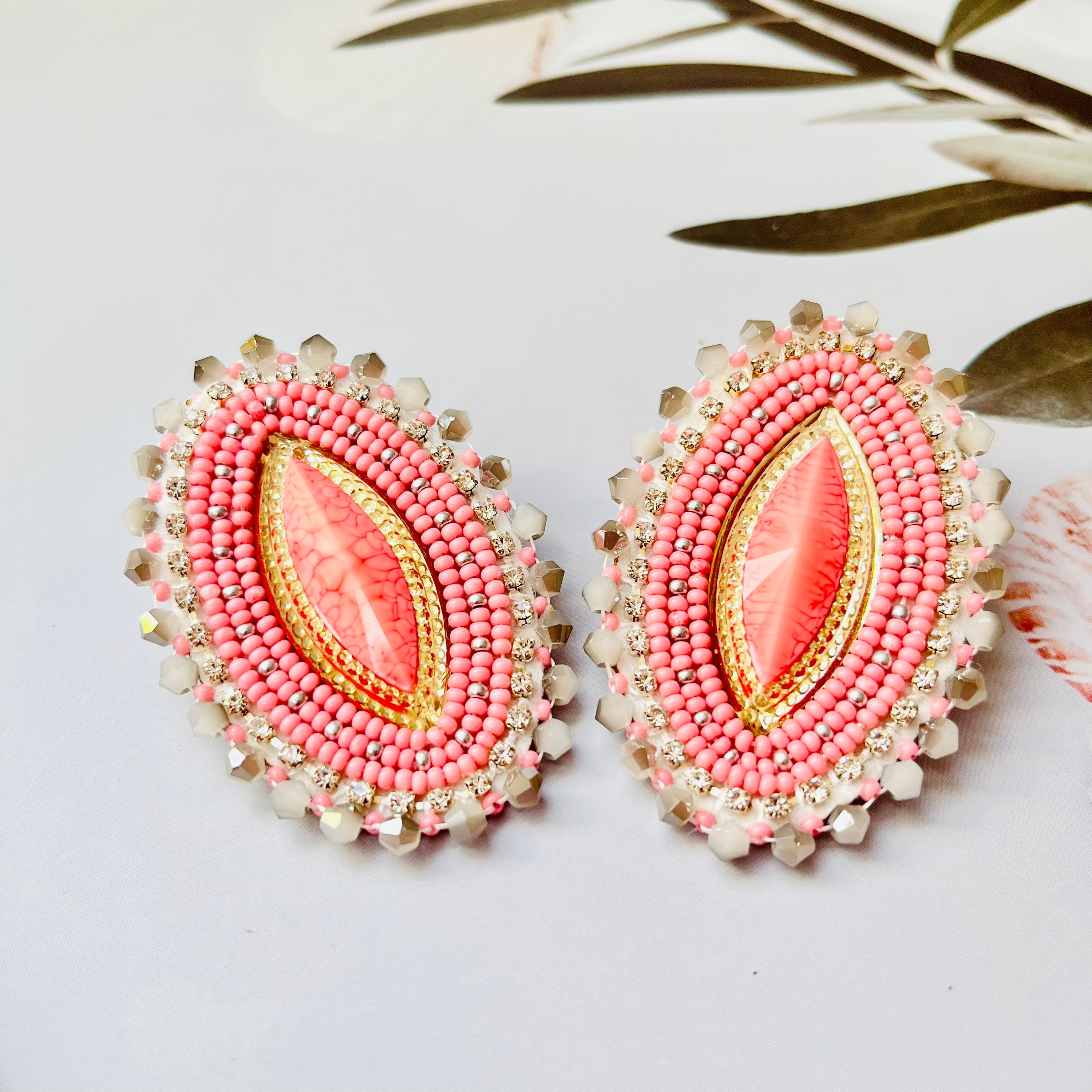 Pink Burfi handmade earrings  BEENU CREATIONS