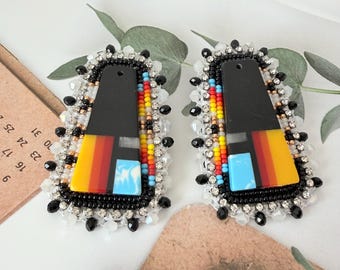 beaded black earrings