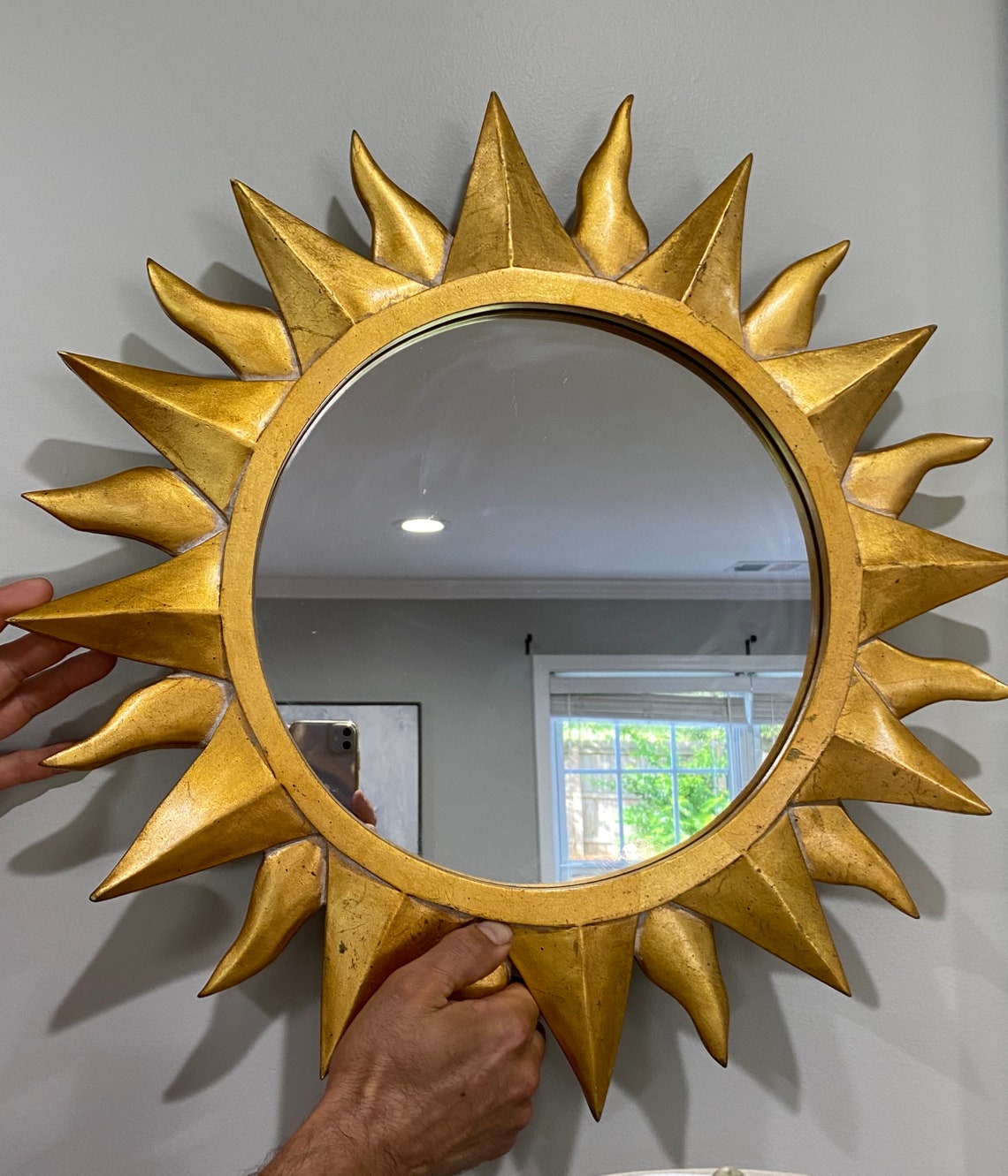 Antiguo Sunburst espejo oro sol espejo rayos espejo antiguo | Etsy