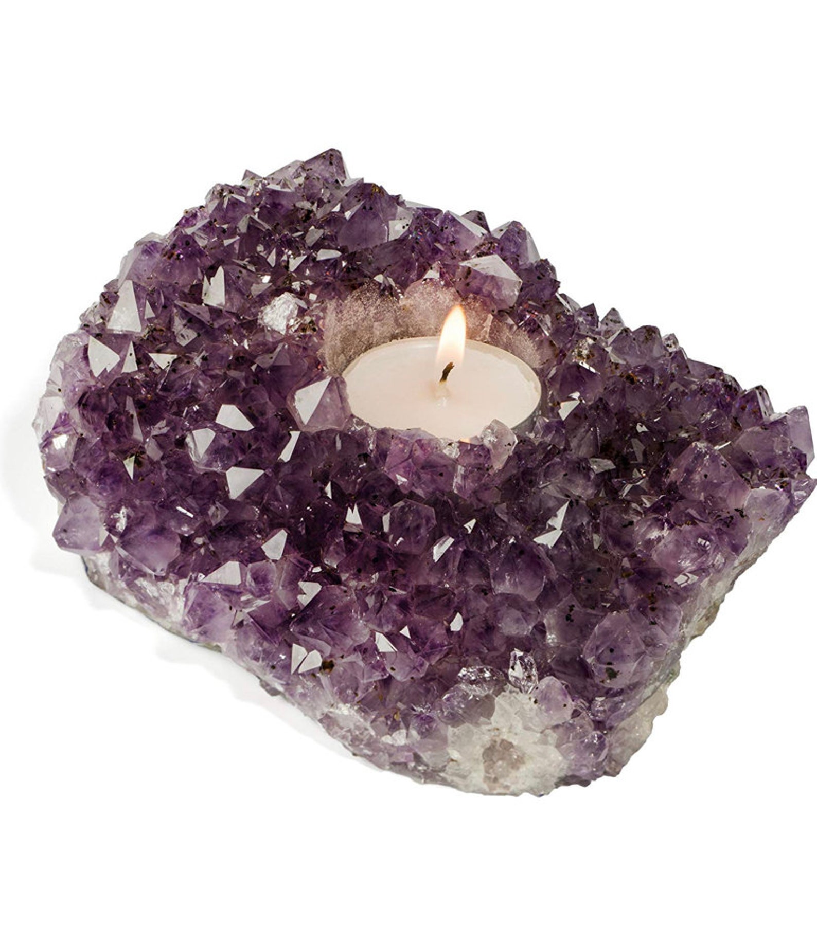Amethyst Candle Holder Raw Crystal Clusters Candle Holder | Etsy