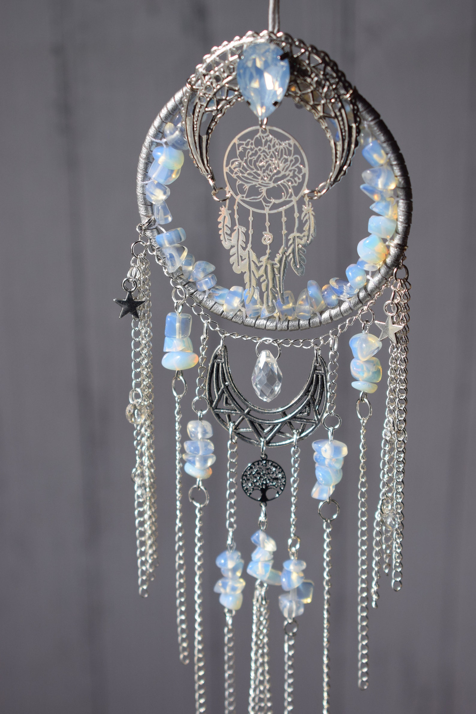 Hanging Car Charm, Handmade Crystal Window Car Hanging Ornaments, Dangling Moon, Healing Crystal Accessories, Rearview Mirror Decorations