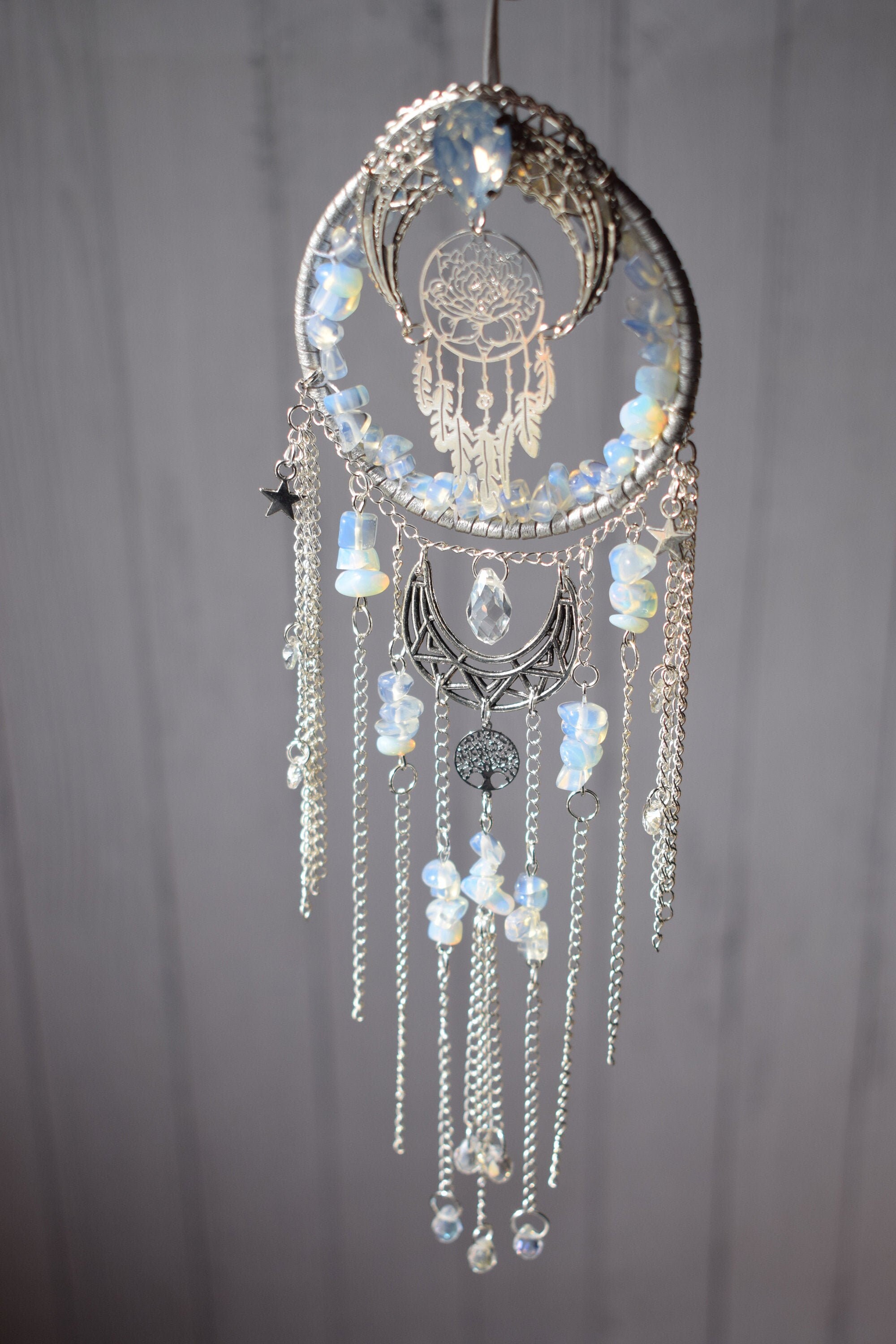 Dream catcher with crystals wiccan decor sun protection moon Etsy