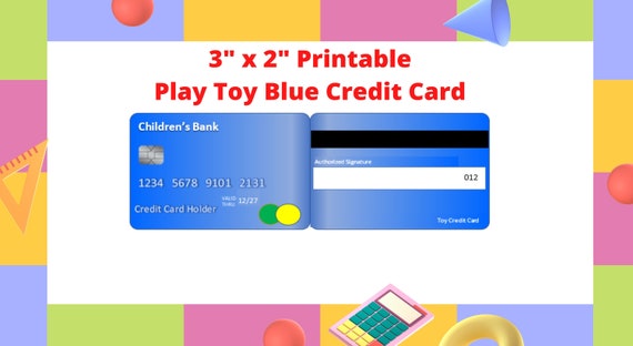 Play Credit Cards for Kids Printable 3x2 Credit Card for - Etsy