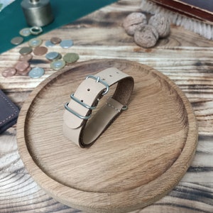 Beige leather  watch strap