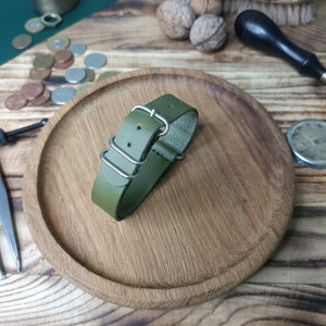 Olive watch strap / khaki wacth band /leather  watch strap / strap 18mm