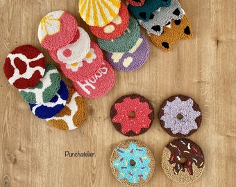 Lovely Tufting Coaster Kit 4 PCS/ Coaster Punch Needle Kit / DIY Punch Embroidery Kit/ Punch Needle Coaster