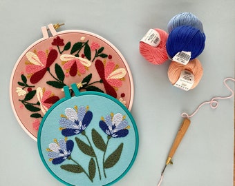 Floral Punch Needle Embroidery Kit: Beginner DIY Craft (2pcs)