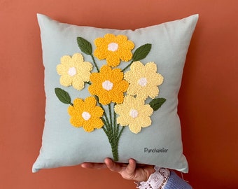 Floral Punch Needle Pillow Kit: DIY Embroidery for Beginners