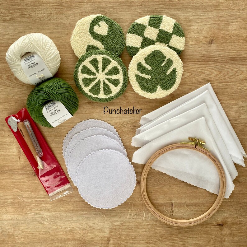 Tufting Coaster Kit 4pcs/coaster Punch Needle Kit/punch Etsy