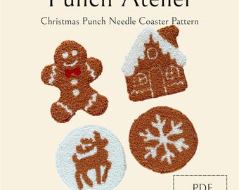Christmas Punch Needle Coaster Pattern: Holiday Mug Rug (PDF Pattern ...