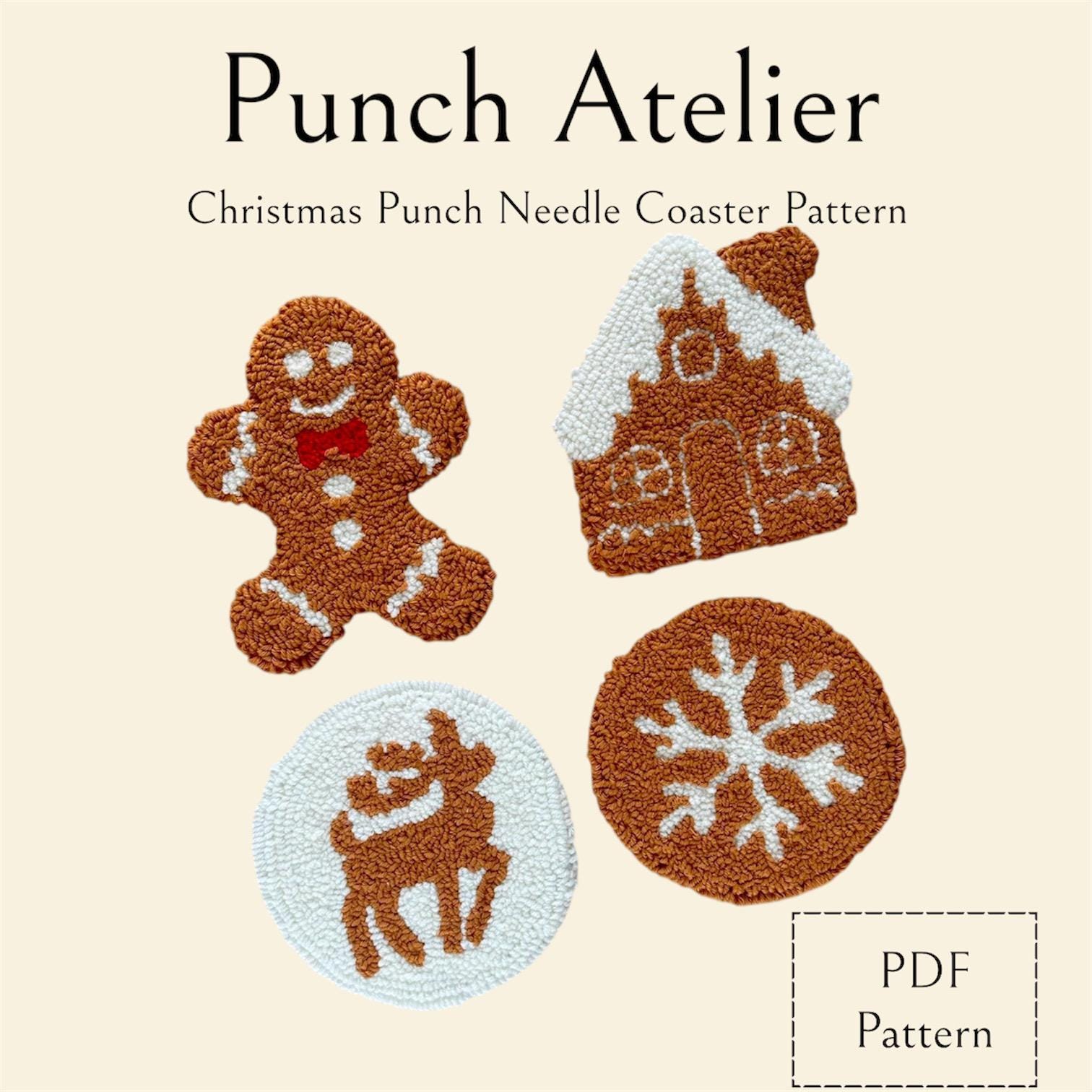 Christmas Punch Needle Coaster Pattern: Holiday Mug Rug (PDF Pattern ...