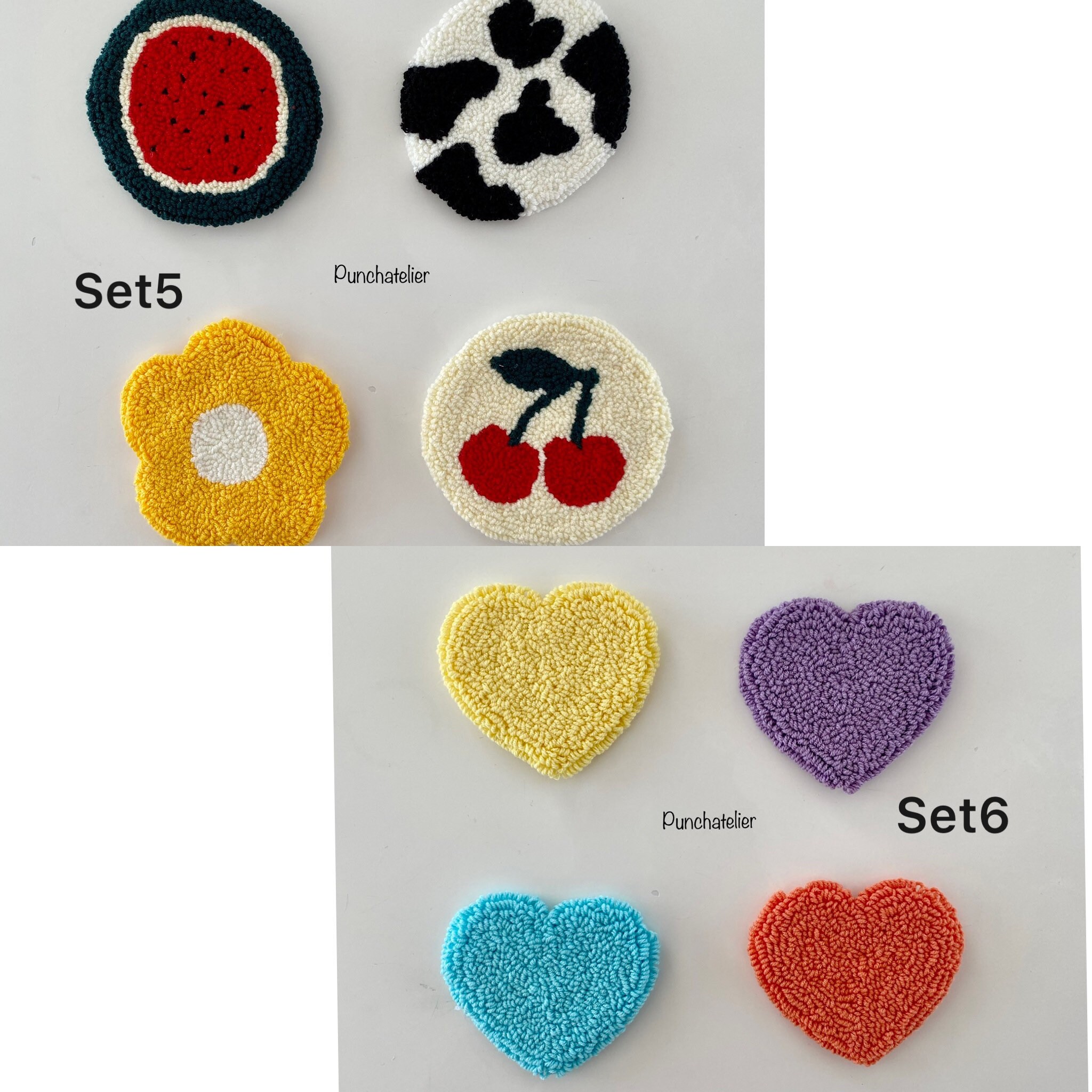 Tufting Coaster Kit 4pcs/coaster Punch Needle Kit/punch Etsy